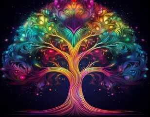 Wall Mural - colorful art tree for your design