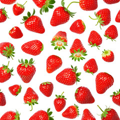 Wall Mural - Fresh strawberry isolated on white background with clipping path. Strawberry cut out. Ripe fresh red strawberry isolated on white background. With clipping path. 