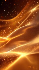 Poster - Golden waves of light and sparkling particles create a luxurious and elegant background design