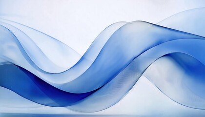 Fototapete - flowing blue abstract waves on white background, smooth silk like texture, artistic fluid motion design, tranquil visual