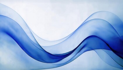 Fototapete - flowing blue abstract waves on white background, smooth silk like texture, artistic fluid motion design, tranquil visual