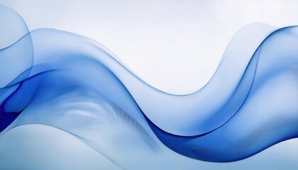 Fototapete - flowing blue abstract waves on white background, smooth silk like texture, artistic fluid motion design, tranquil visual