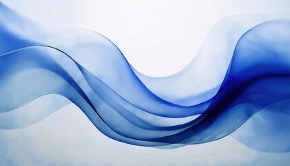 Fototapete - flowing blue abstract waves on white background, smooth silk like texture, artistic fluid motion design, tranquil visual