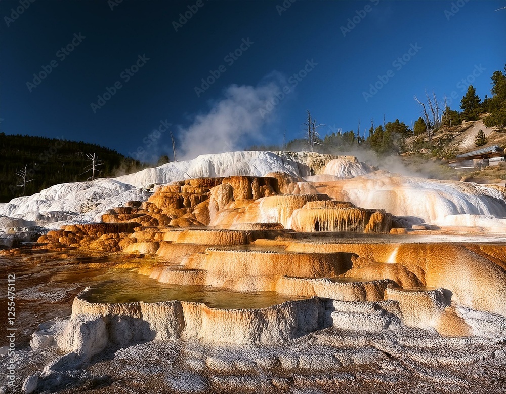 Yellowstone Hot Spring Rocks large complex of hot springs on a hill mammoth hot springs yellowstone ...