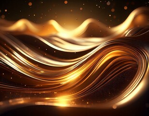 Wall Mural - flowing metallic liquid waves with shimmering particles create a mesmerizing abstract effect reflect