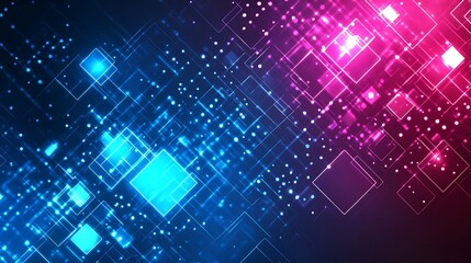 Poster - abstract digital network glowing squares
