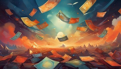 Wall Mural - flying euro money