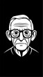 © EugeneART - Black and white illustration of an elderly man. Pensioner. Grandfather.