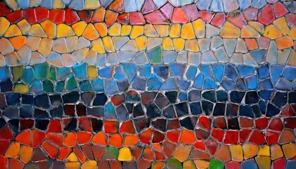 Poster - abstract mosaic artwork with colorful geometric tiles creating a dynamic pattern for modern interior design and decor