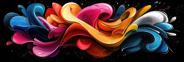Poster - Abstract Colorful Swirling Fluid Art Design