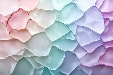 Poster - Abstract pastel-colored mosaic of translucent, overlapping shapes resembling gemstones or stained glass.