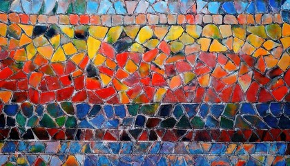 Poster - abstract mosaic artwork with colorful geometric tiles creating a dynamic pattern for modern interior design and decor