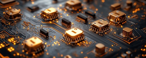 Leinwandbilder - Closeup of a circuit board with multiple padlocks arranged, symbolizing data privacy compliance and cybersecurity protection