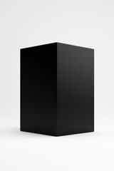 Poster - Minimalist black cube on a clean white background, ideal for abstract, modern, and product design concepts.