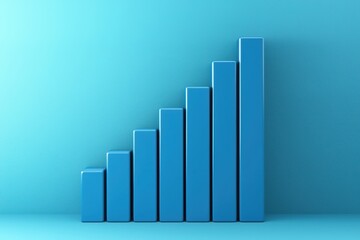 Poster - A simple, stylish graphic of blue bars increasing in height, symbolizing growth and progress on a minimalist background.