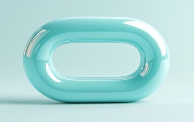 Poster - a glossy turquoise abstract object featuring smooth curves on a calm background, perfect for modern 