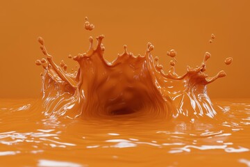 Poster - Vibrant orange splash on a fluid surface, capturing motion and energy in a lively, artistic scene.