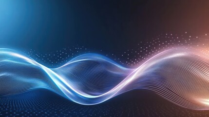 Poster - Colorful abstract sound waves combined with audio gear create a lively backdrop filled with neon light effects in blue and pink shades