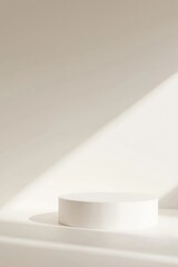 Poster - Minimalist white pedestal with soft shadows, perfect for product display or artistic photography.