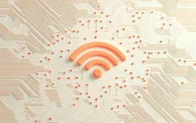 Poster - Abstract digital of a wireless signal on a circuit board, symbolizing connectivity and technology advancements.