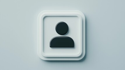 Poster - Stylish avatar icon featuring a minimalist black figure in a modern white frame, perfect for web and digital design.