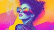 © decorator - Retro futuristic poster merging 80s and 90s high fashion with grunge noise in a mixed media collage