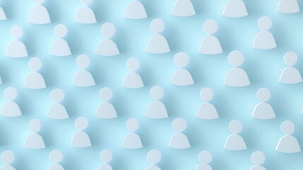 Poster - Abstract representation of people icons in a pattern. Ideal for concepts of community, teamwork, and social connection.