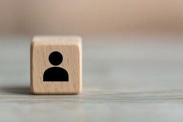 Poster - a wooden block with a simple silhouette of a person, symbolizing individuality and personal identity