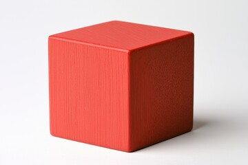 Poster - simple red cube with a textured surface, ideal for design, education, and abstract backgrounds in va
