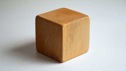 Poster - a minimalist wooden cube showcasing natural grain patterns, perfect for decoration or design inspira