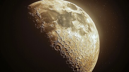 Aufkleber - Close-up moon surface, craters, starry night, space exploration, astronomy