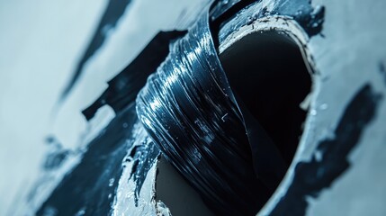 Poster - A close-up of an insulated wire bundle with black tape, running through a wall hole, showcasing neatness and technical precision in electrical work