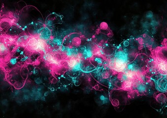 Poster - Abstract Pink and Teal Nebula