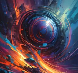 Fototapete - Illustration of abstract technology background.
