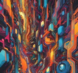 Fototapete - Illustration of abstract technology background.