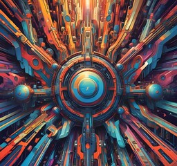 Fototapete - Illustration of abstract technology background.