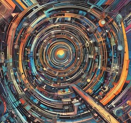 Fototapete - Illustration of abstract technology background.