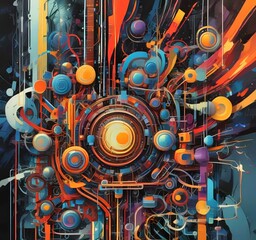 Fototapete - Illustration of abstract technology background.