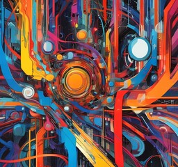 Fototapete - Illustration of abstract technology background.