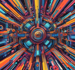 Fototapete - Illustration of abstract technology background.