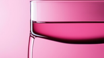 Wall Mural - Pink Liquid Pouring into Glass on Pink Background