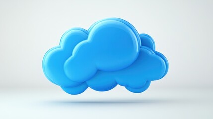 Poster - 3D Rendered Blue Cloud Icon on White Background