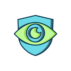 Fototapete - Filled outline Shield and eye icon isolated on white background. Security, safety, protection, privacy concept. Flat filled outline style with shadow. Vector