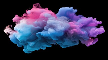 Poster - A dynamic splash of vibrant paint swirling in water, creating a mesmerizing blend of colorful clouds and gradients in motion