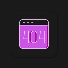 Fototapete - Filled outline Page with a 404 error icon isolated on black background. Template reports that the page is not found. Flat filled outline style with shadow. Vector