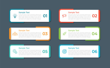 Wall Mural - business vector infographic design template with icons and 6 options or steps. can be used for proce