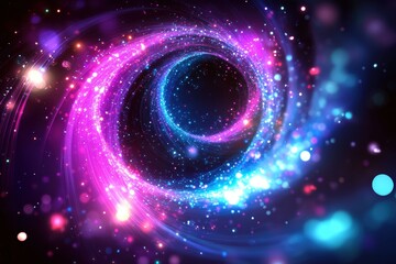 Wall Mural - vibrant cosmic swirl with purple and blue light trails in a dynamic space vortex