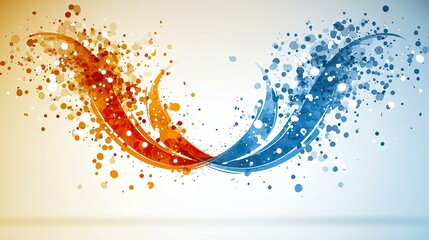 Poster - Abstract orange and blue wave design with dots