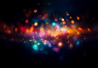 Aufkleber - Vibrant bokeh lights create a magical, festive atmosphere against a dark backdrop. Colorful sparks and blurred circles add to the abstract, sparkling effect.