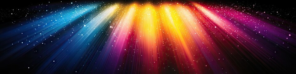 Poster - Colorful Light Rays Converging with Sparkling Dust